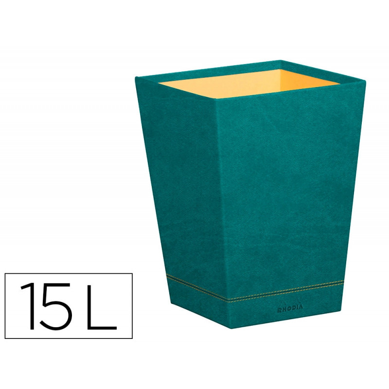 Corbeille papiers rhodiarama simil cuir paon velout 15 l 27x27x32 cm