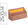 Porte-courrier rhodiarama 2 compartiments en simil cuir taupe velout 25x10x14cm