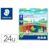 Crayons de couleur staedtler noris 187 triangulaires en bois coloris assortis etui de 24