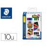 Marqueur staedtler permanent dry safe lumocolor 317 pointe moyenne 1mm coloris assrotis etui de 10 feutres