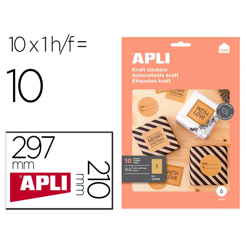 Etiquette apli kraft jet d encre 210x297mm paquet de 10 feuilles
