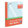 OXFORD Bloc de 60 pochettes perforées QUICK' IN en polypro lisse 5/100e. Format A4, perforation 11 trous