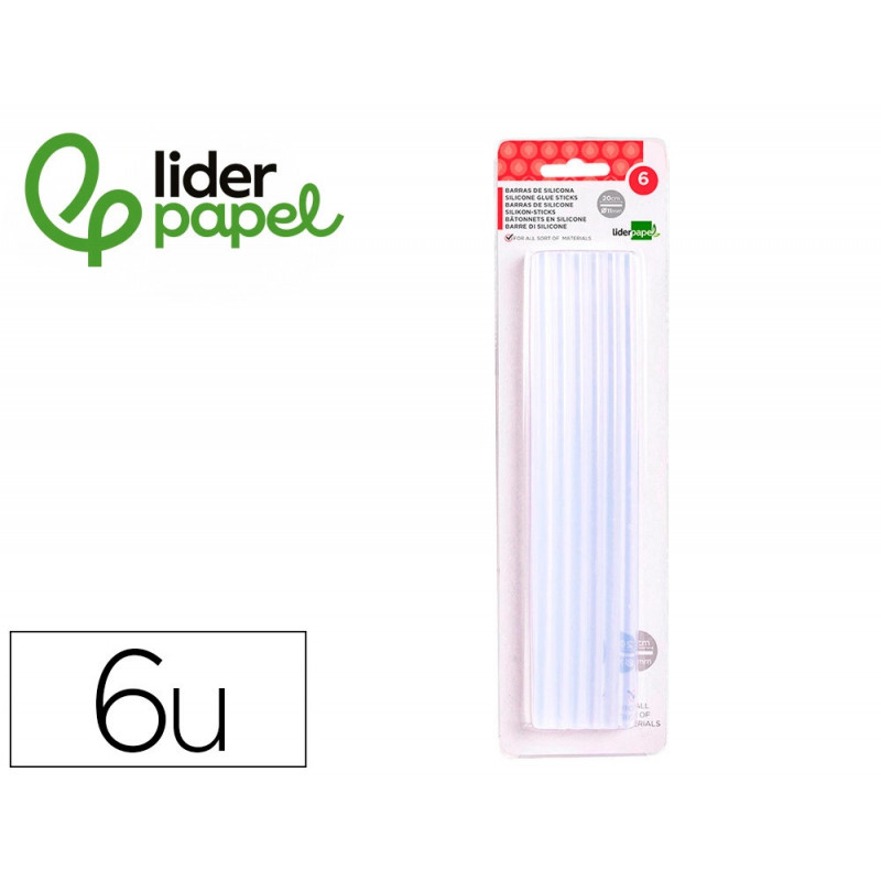 Baton de colle liderpapel pour pistolet a colle 11x200mm blister de 6 unites