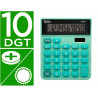 Calculatrice de bureau liderpapel xf24 10 chiffres solaire et piles 127x105x24 mm coloris vert