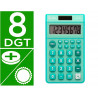 Calculatrice de poche liderpapel xf13 8 chiffres solaire et piles 115x65x8 mm coloris vert
