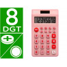 Calculatrice de poche liderpapel xf12 8 chiffres solaire et piles 115x65x8 mm coloris rose