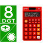 Calculatrice de poche liderpapel xf11 8 chiffres solaire et piles 115x65x8 mm coloris rouge