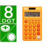 Calculatrice de poche liderpapel xf10 8 chiffres solaire et piles 115x65x8 mm coloris orange