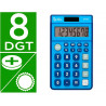 Calculatrice de poche liderpapel xf09 8 chiffres solaire et piles 115x65x8 mm coloris bleu