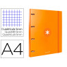 Classeur antartik 4 anneaux ronds 25mm a4 carton remborde feuillets mobiles 5x5 jaune moutarde