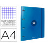 Classeur antartik 4 anneaux ronds 25mm a4 carton remborde feuillets mobiles 5x5 bleu marine