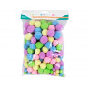 Pack pompons sodertex pastel polyester - 3 tailles - 200 pcs - 5 coloris