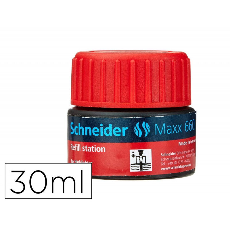 Recharge schneider maxx 660 surligneur job automatique 30ml coloris rouge