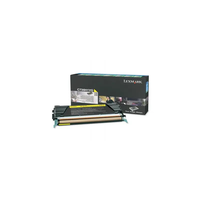 Cartouche laser lexmark c736h1yg couleur jaune 10000 pag