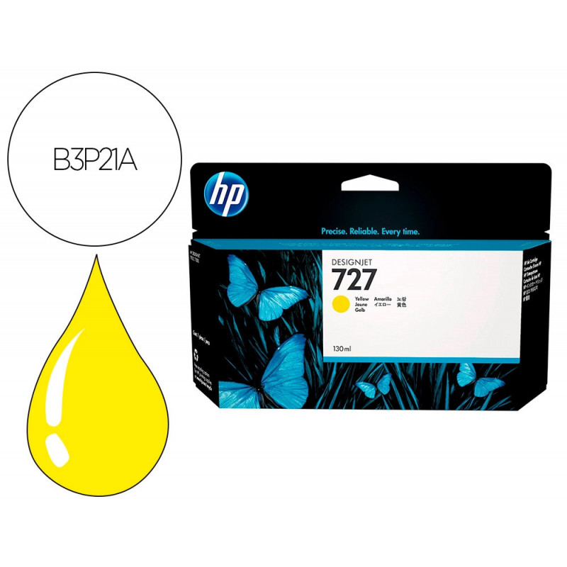 Cartouche hp jet d'encre 727 couleur jaune 130ml