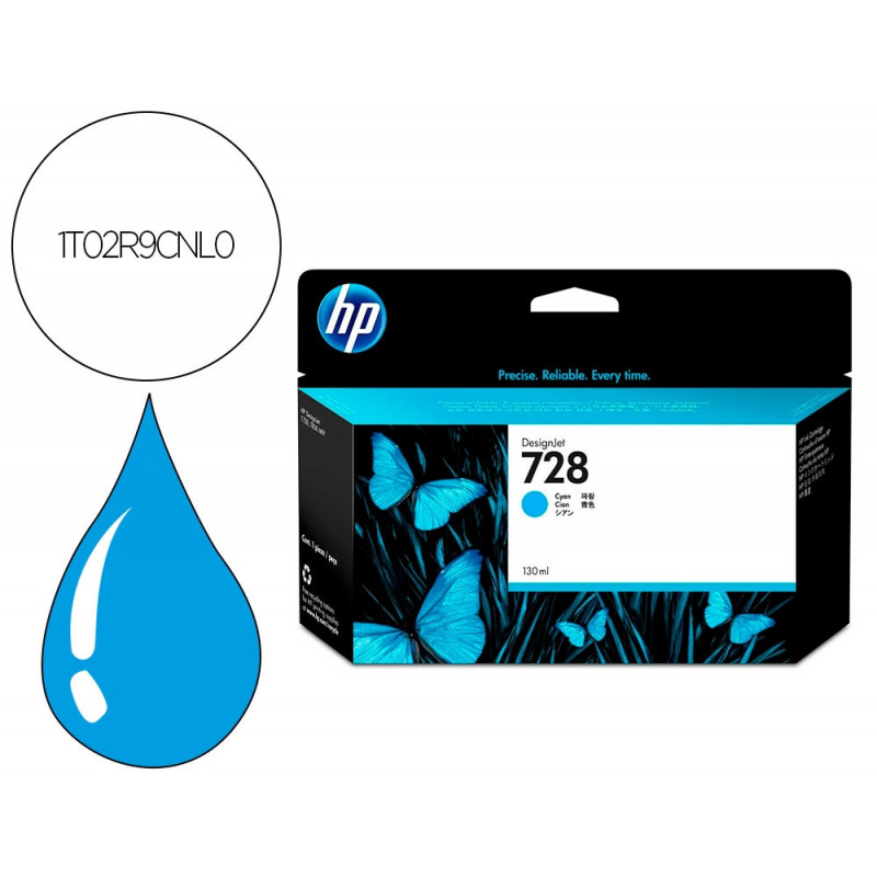 Cartouche hp jet d'encre 728 couleur cyan 130ml