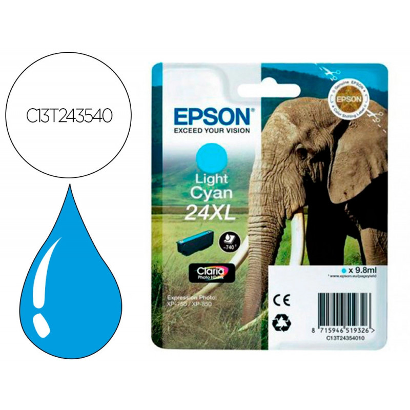 Cartouche encre epson claria photo hd ink 24xl expression photo xp-950 cian clair