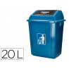 Poubelle q-connect plastique couvercle basculant ouverture facile 2 poignees 20l 340x240x450mm coloris bleu