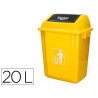 Poubelle q-connect plastique couvercle basculant ouverture facile 2 poignees 20l 340x240x450mm coloris jaune