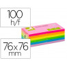 Bloc notes q-connect 76x76mm 100f adhesives repositionables coloris fluo et pastel assortis pack 12 unites