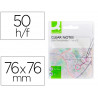 Bloc notes q-connect 76x76mm 50f semi-transparentes adhesives repositionables coloris blanc