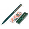 Stylo-bille belius rose aluminium details et attributs or rose encre bleue coloris vert dans coffret cadeau