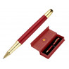 Stylo-bille belius soiree aluminium details et attributs or encre bleue coloris bordeaux dans coffret cadeau