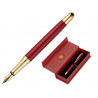 Stylo-plume belius soiree aluminium details et attributs or encre bleue coloris bordeaux dans coffret cadeau