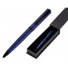 Stylo-bille belius turbo aluminium texture pointillee attributs noir encre bleue coloris bleu dans coffret cadeau