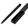 Stylo-bille belius turbo monochrome aluminium texture pointillee encre bleue coloris noir dans coffret cadeau