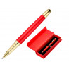 Stylo-bille belius passion aluminium brosse attributs or encre bleue coloris rouge dans coffret cadeau