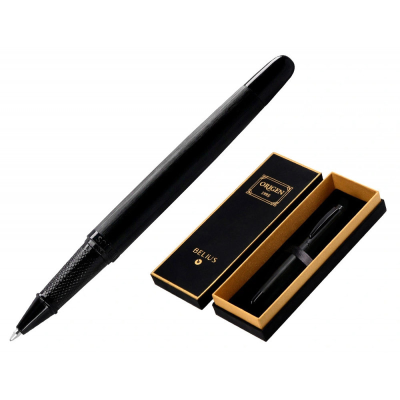 Roller belius origen aluminium brosse encre noire coloris noir dans coffret cadeau