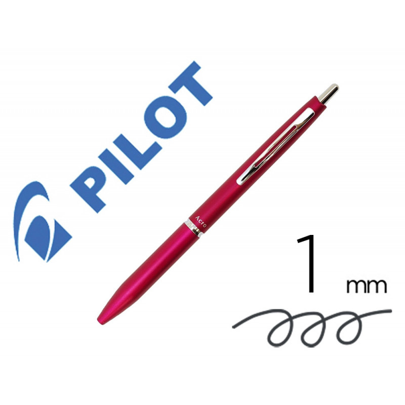 Stylo-bille pilot acro 1000 retractable pointe moyenne 1mm encre noire rechargeable coloris cerise avec coffret