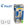 Stylo pilot frixion ball clicker retractable pointe 0,7mm bonus pack 12 rollers + 12 recharges coloris noir