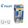 Stylo pilot frixion ball clicker retractable pointe 0,7mm bonus pack 12 rollers + 12 recharges coloris bleu