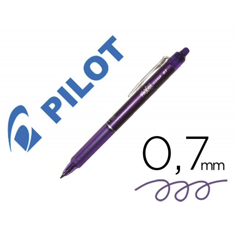 Roller pilot frixion ball clicker retractable ecriture moyenne pointe 0,7mm encre gel rechargeable coloris mauve