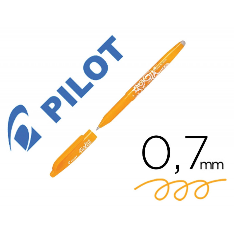 Roller pilot frixion ball clicker retractable ecriture moyenne pointe 0,7mm encre gel rechargeable col. orange abricot