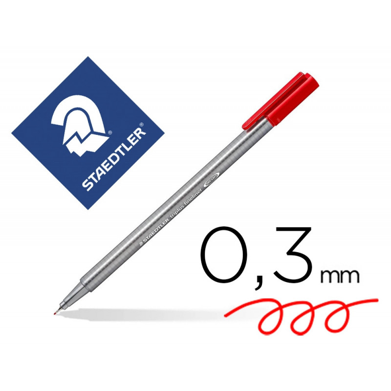 Feutre staedtler triplus fineliner 334 r pointe extra fine 0,3mm ergonomique coloris rouge