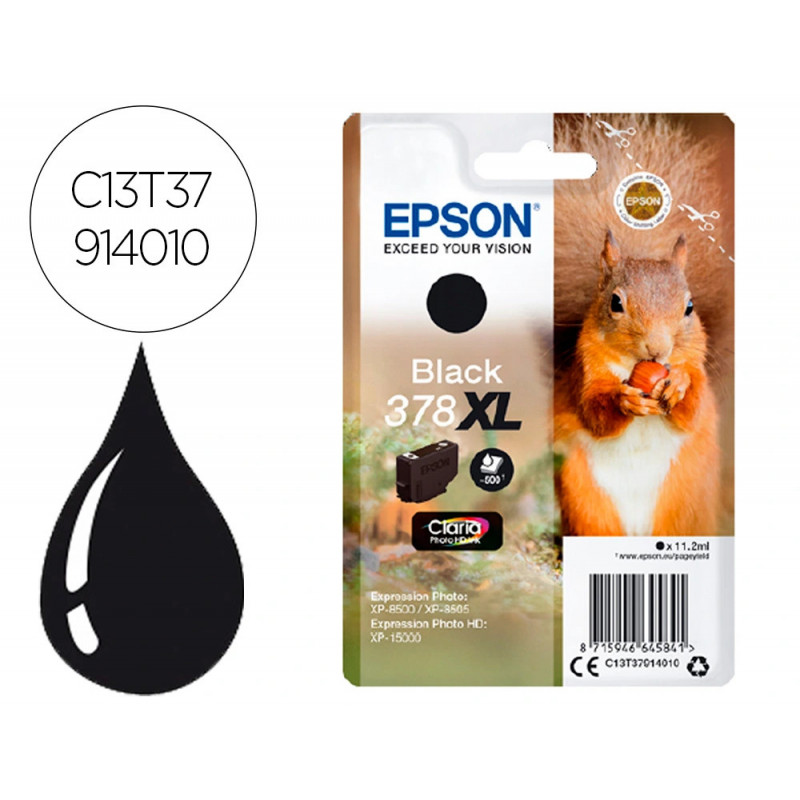 Cartouche encre epson 378 xl xp-8605 / 8606 / xp-15000 / xp-8500 / 8505 couleur noir 500 pages