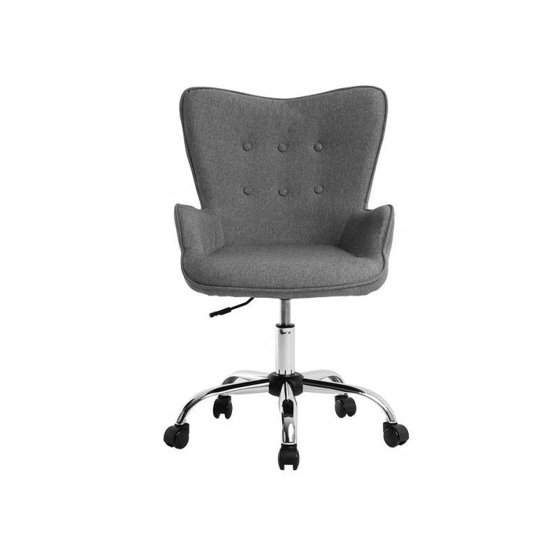 Fauteuil bureau q-connect messina recouvert tissu base metal chrome hauteur max 960mm largeur 570mm prof 620mm gris