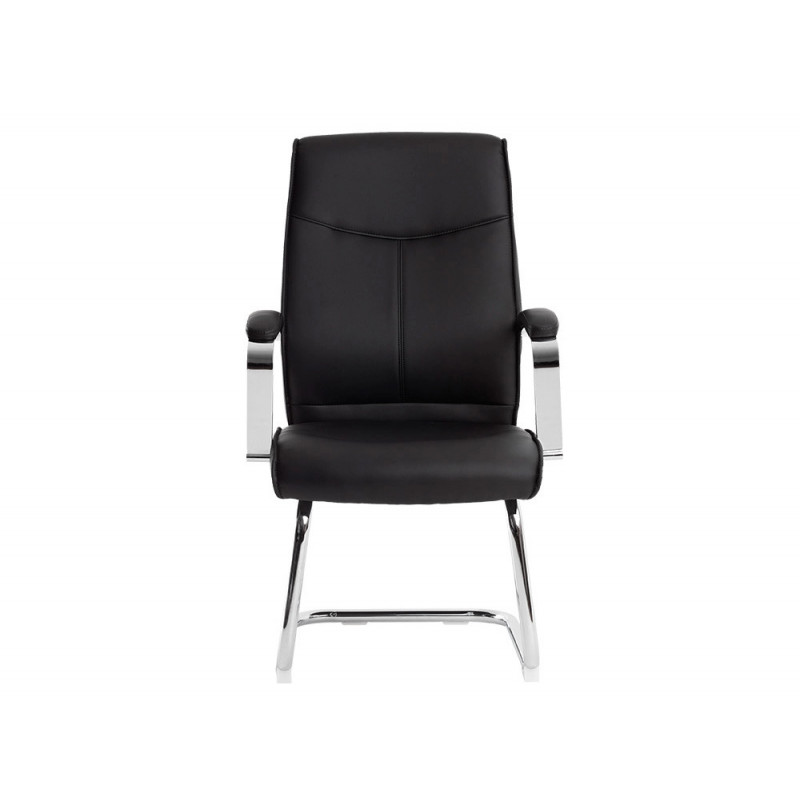Siege visiteur q-connect modena simili cuir pieds metal chrome hauteur 1050mm largeur 630mm prof 650mm coloris noir