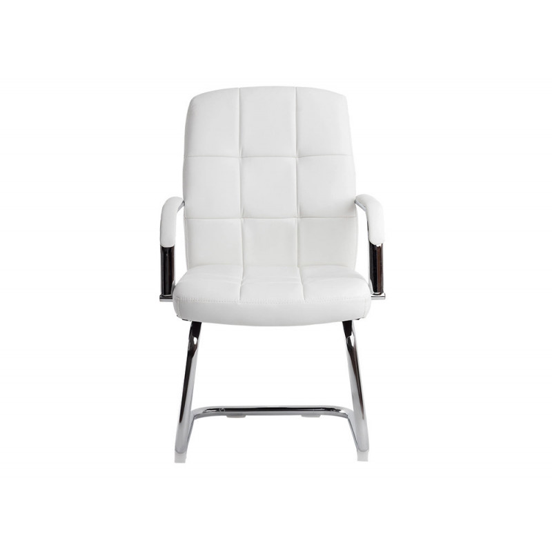 Siege visiteur q-connect piave simili cuir pieds metal chrome hauteur 1050mm largeur 610mm prof 680mm coloris blanc