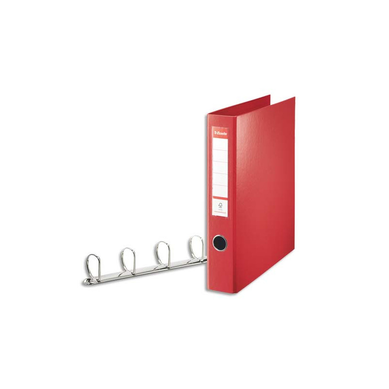 ESSELTE Classeur 4 anneaux en polypropylène, dos 6 cm intérieur et extérieur Rouge
