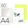 Protege-documents liderpapel polypropylene couverture flexible 60 pochettes fixes a4 220x297mm jaune fluo