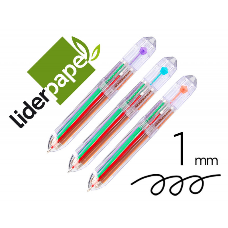 Stylo-bille liderpapel 10 en 1 pointe 1mm trait 0.7mm retractable