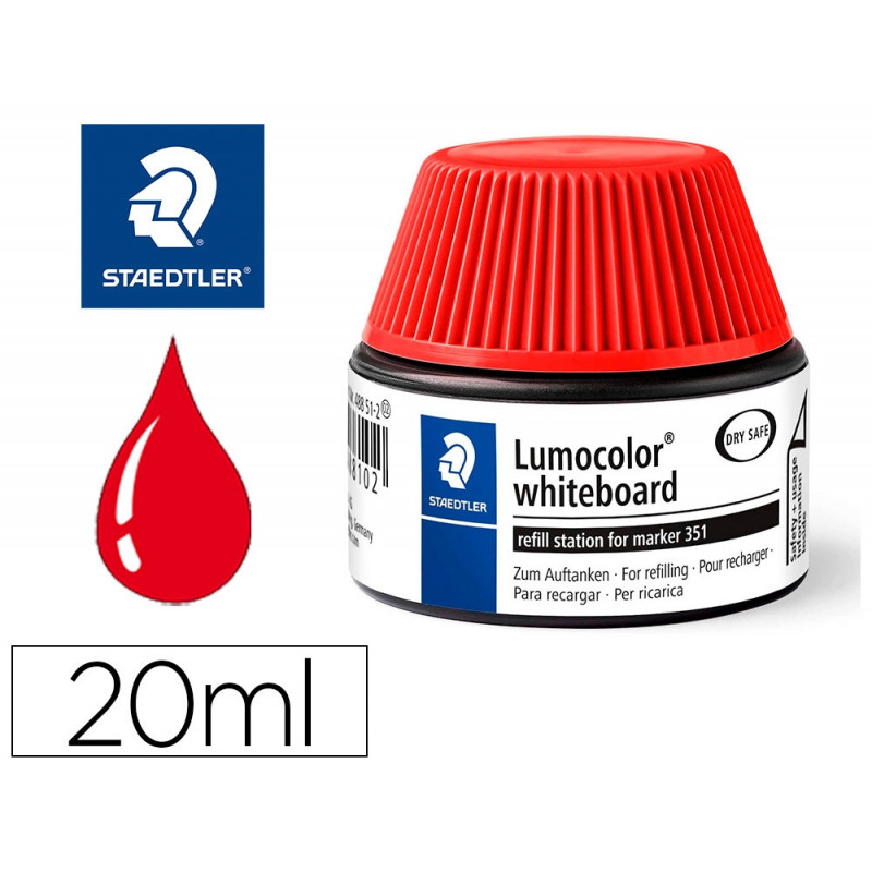 Recharge marqueur permanent staedtler lumocolor 488 48 pour marqueurs compacts 348 flacon 20ml coloris rouge