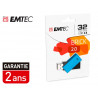 Cle usb emtec 2.0 c350 brick pivotante 32gb vitesse lecture 15mbs ecriture mb/s coloris bleu