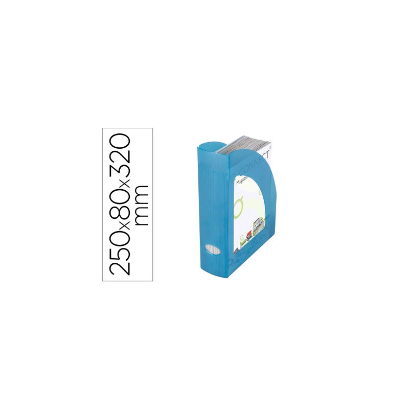Porte-revues q-connect polystyrene documents a4 oeillet prehension 250x80x320mm coloris bleu