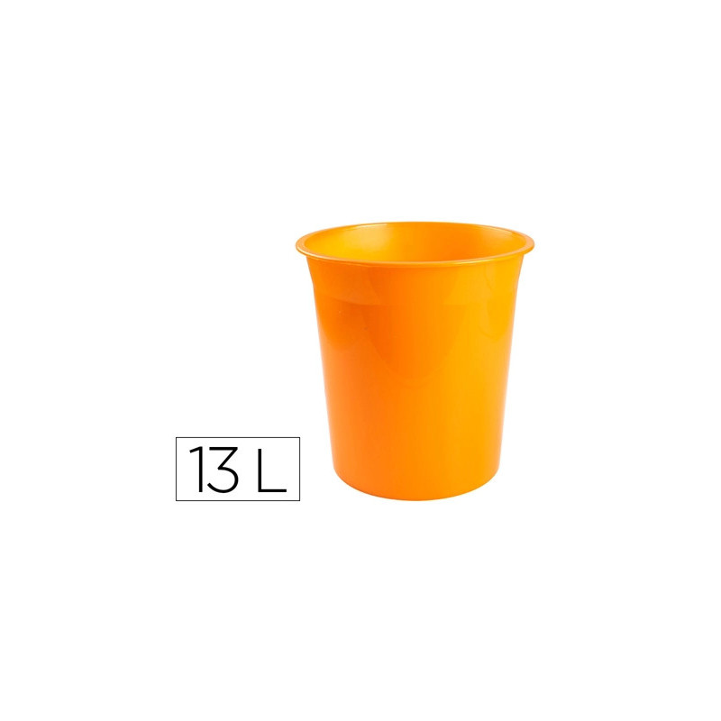 Corbeille papier q-connect plastique resistant 13l 275x285mm coloris orange translucide
