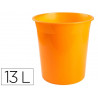 Corbeille papier q-connect plastique resistant 13l 275x285mm coloris orange translucide